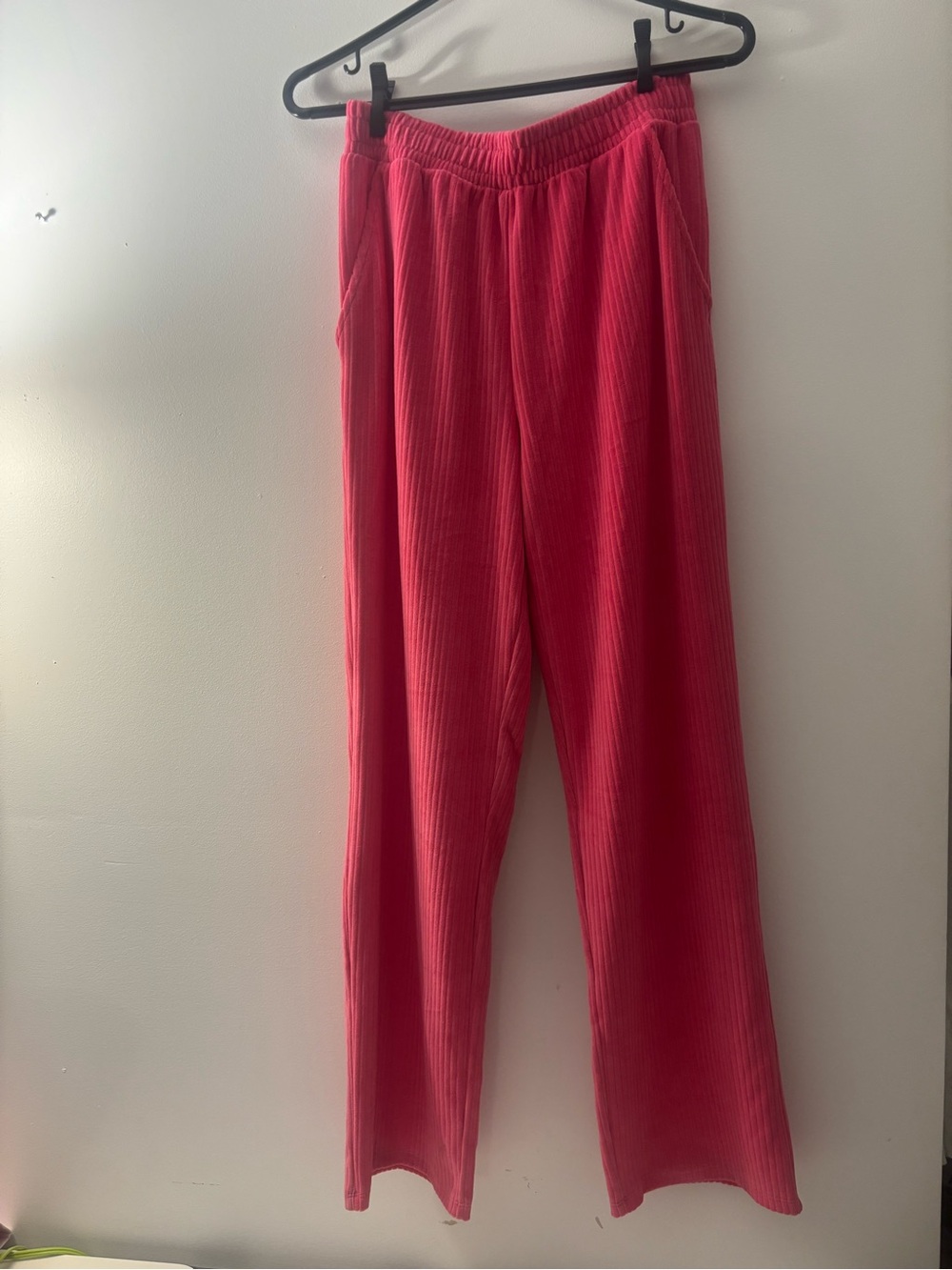 George Pink Ribbed Wide-Leg Sweatpants